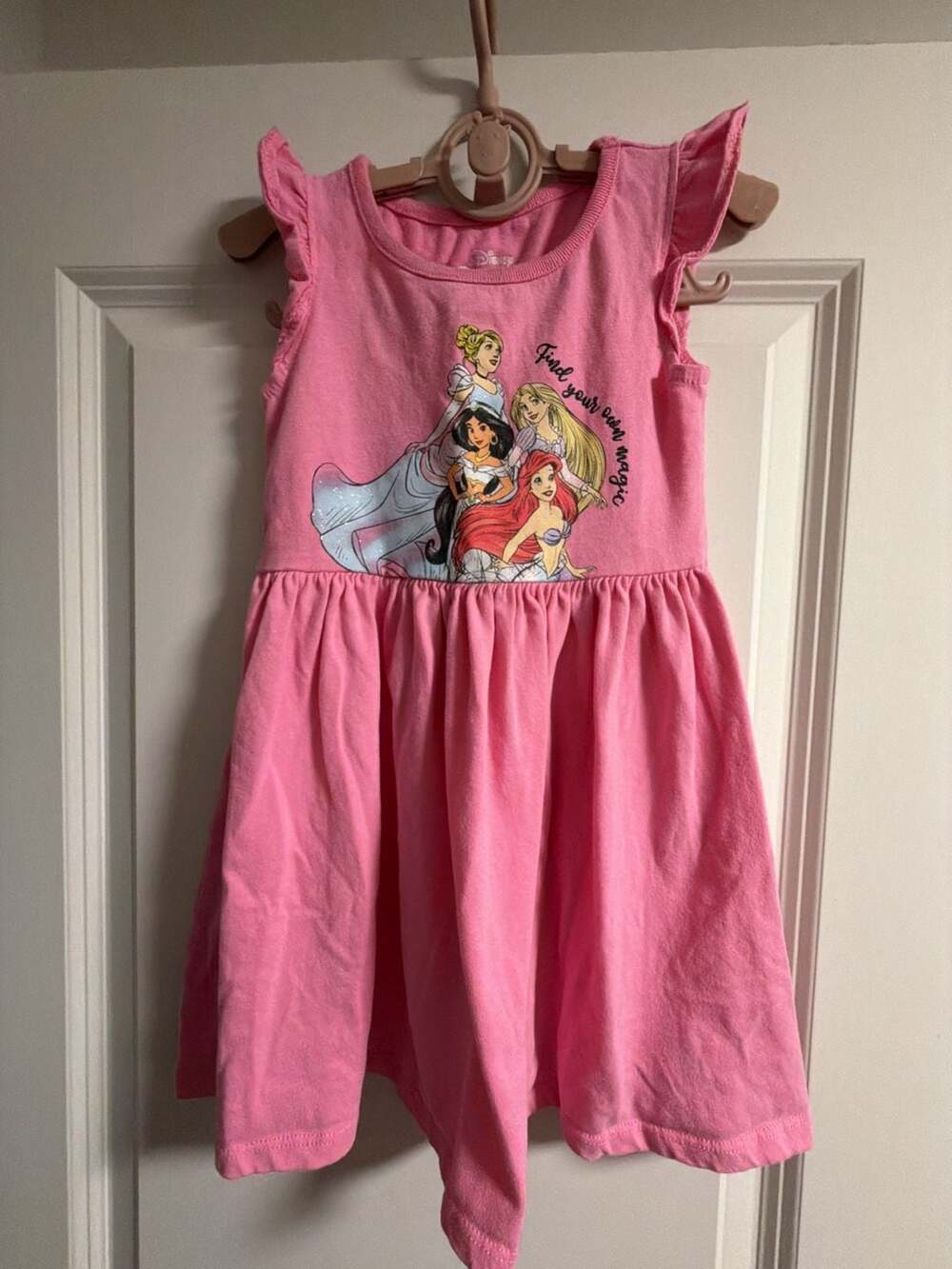 Disney Princess Pink Flutter Sleeve Find Your Own Magic Graphic Dress (Size 4T)